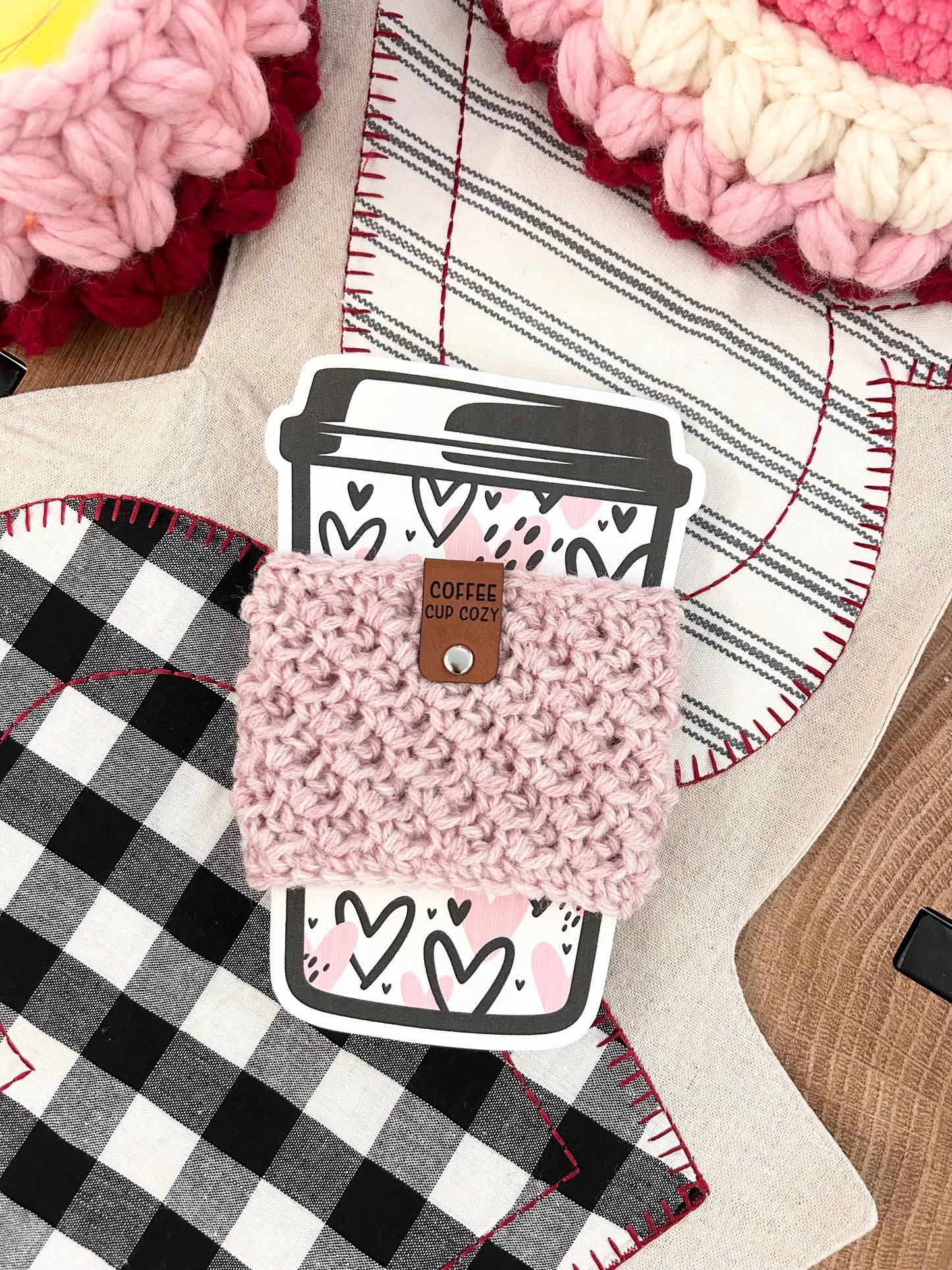 Coffee Cup Cozy/Crochet/Handmade/Coffee Cup Accessories/Valentine’s Day